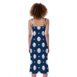 Baseballs Star Pattern Print Slim Fit Midi Cami Dress
