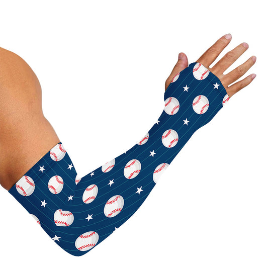 Baseballs Star Pattern Print Sun Protection Arm Sleeves