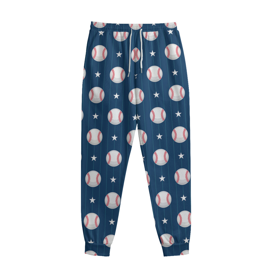 Baseballs Star Pattern Print Sweatpants