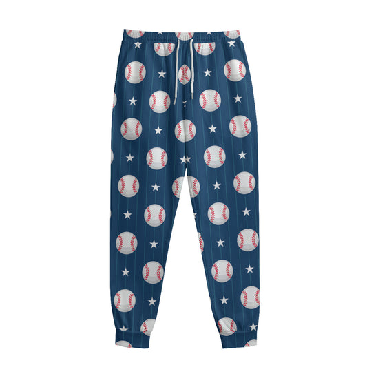 Baseballs Star Pattern Print Sweatpants