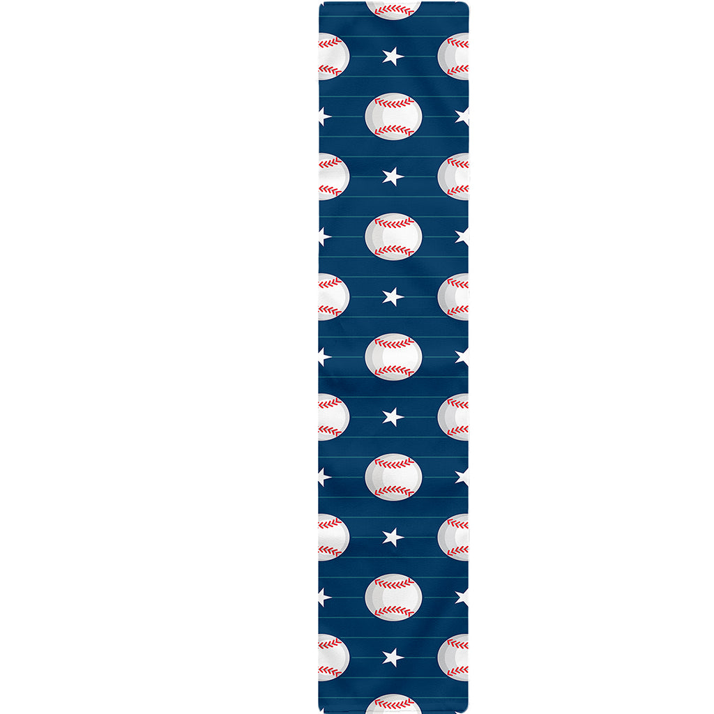 Baseballs Star Pattern Print Table Runner