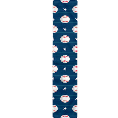 Baseballs Star Pattern Print Table Runner