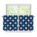 Baseballs Star Pattern Print Tier Curtains