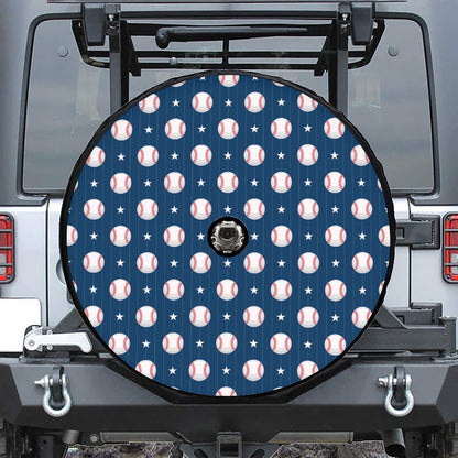 Baseballs Star Pattern Print Tire Cover With Camera Hole