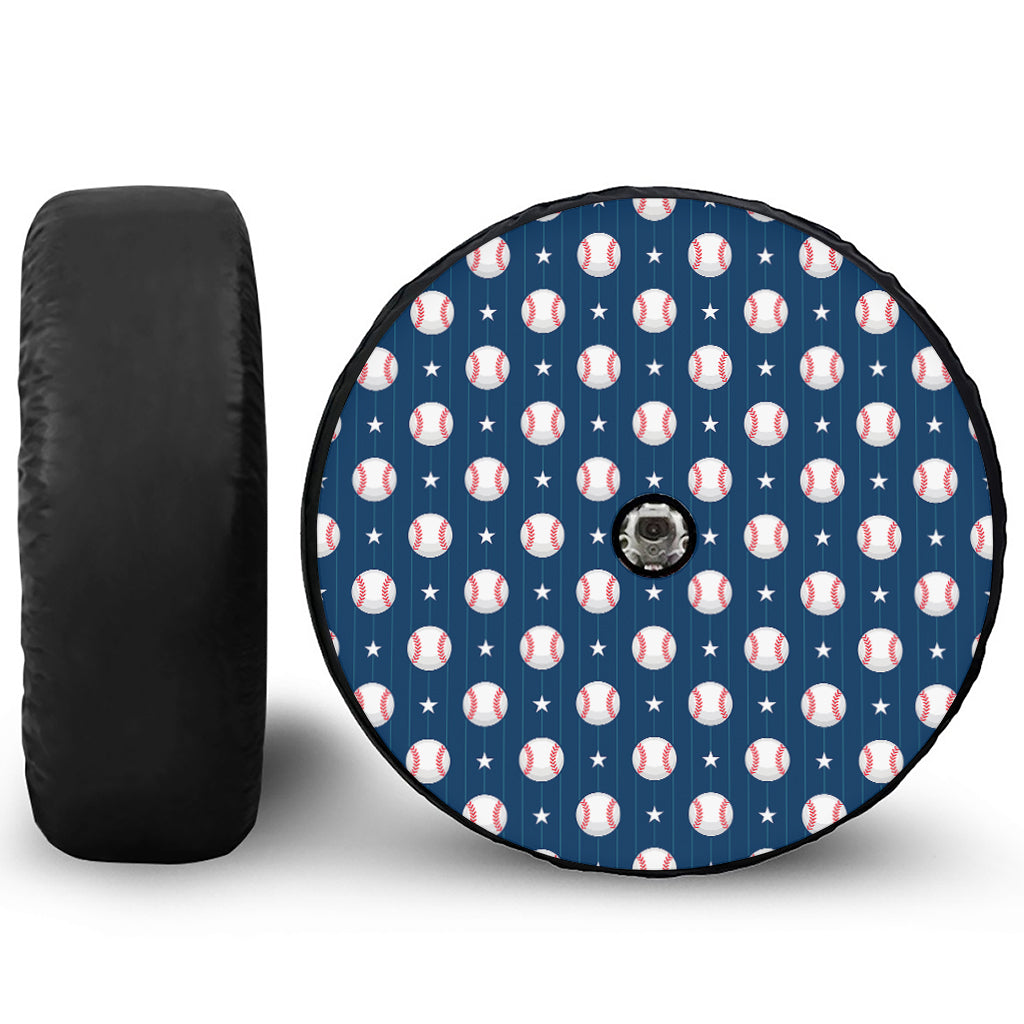 Baseballs Star Pattern Print Tire Cover With Camera Hole