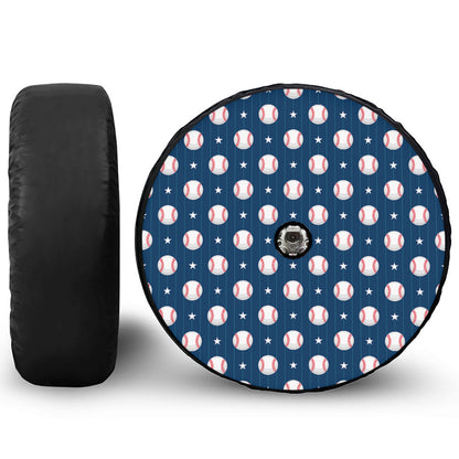 Baseballs Star Pattern Print Tire Cover With Camera Hole