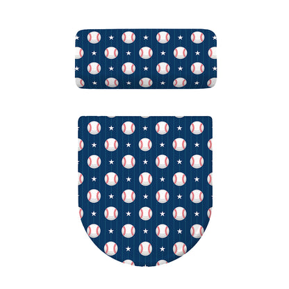 Baseballs Star Pattern Print Toilet Lid And Tank Cover Set