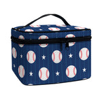Baseballs Star Pattern Print Travel Makeup Bag