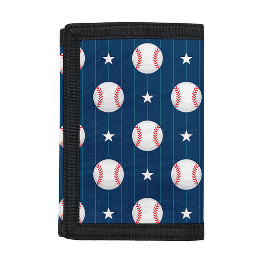 Baseballs Star Pattern Print Trifold Wallet