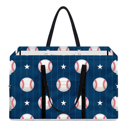 Baseballs Star Pattern Print Utility Tote Bag