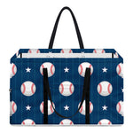 Baseballs Star Pattern Print Utility Tote Bag