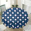 Baseballs Star Pattern Print Waterproof Round Tablecloth
