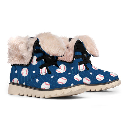Baseballs Star Pattern Print Winter Boots