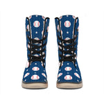 Baseballs Star Pattern Print Winter Boots
