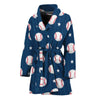 Baseballs Star Pattern Print Women's Bathrobe