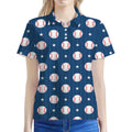 Baseballs Star Pattern Print Women's Polo Shirt