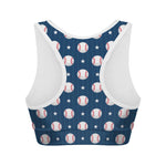 Baseballs Star Pattern Print Women's Sports Bra