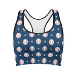 Baseballs Star Pattern Print Women's Sports Bra