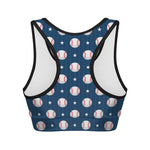 Baseballs Star Pattern Print Women's Sports Bra