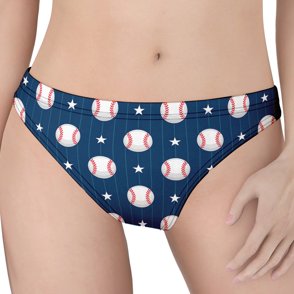 Baseballs Star Pattern Print Women's Thong