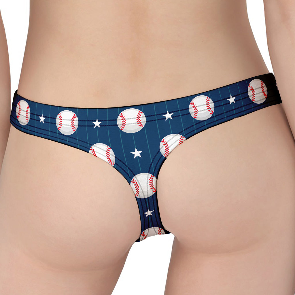 Baseballs Star Pattern Print Women's Thong