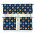 Basketball And Star Pattern Print 3 Piece Kitchen Curtains