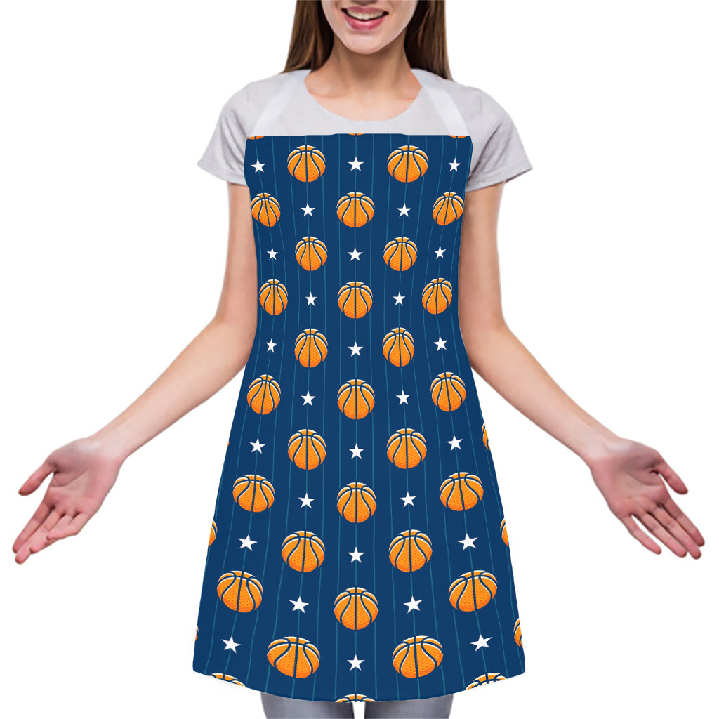 Basketball And Star Pattern Print Adjustable Apron