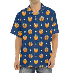 Basketball And Star Pattern Print Aloha Shirt