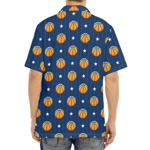 Basketball And Star Pattern Print Aloha Shirt