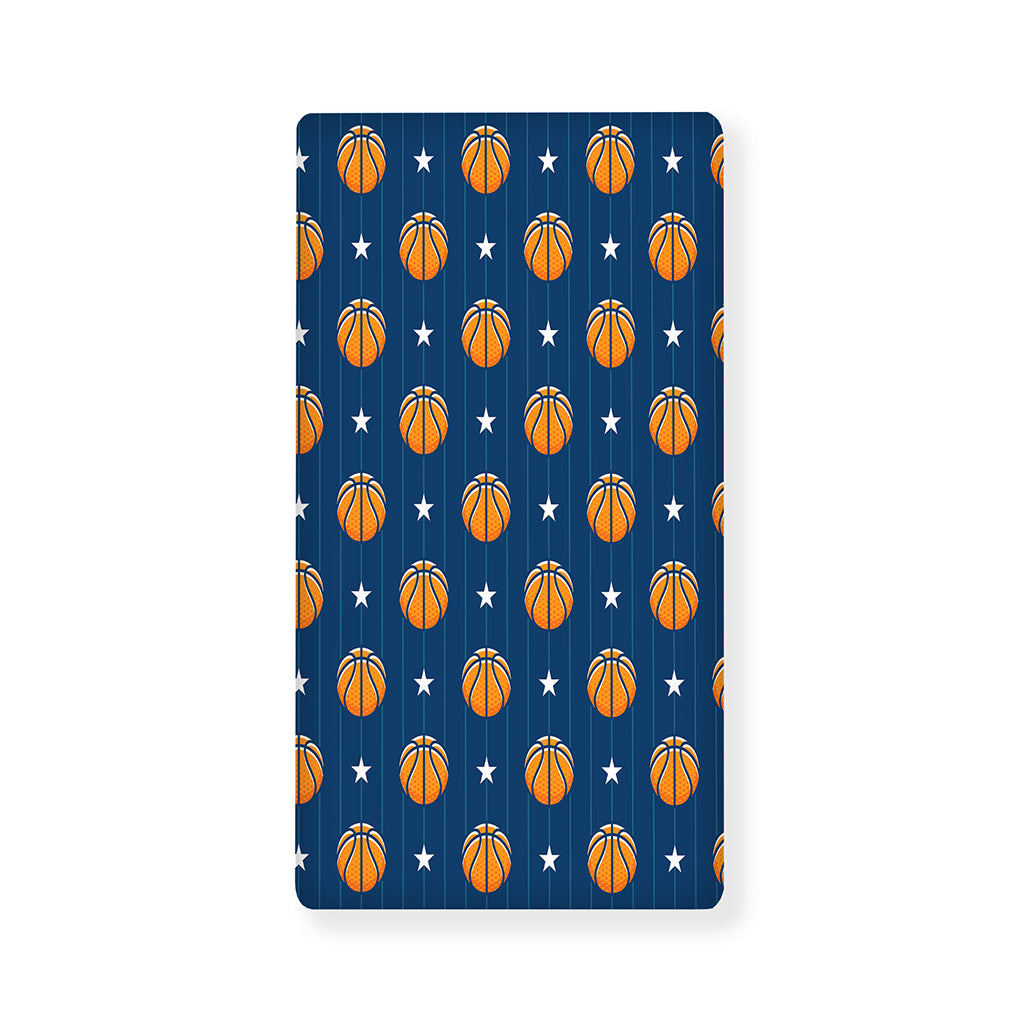 Basketball And Star Pattern Print Baby Crib Sheet