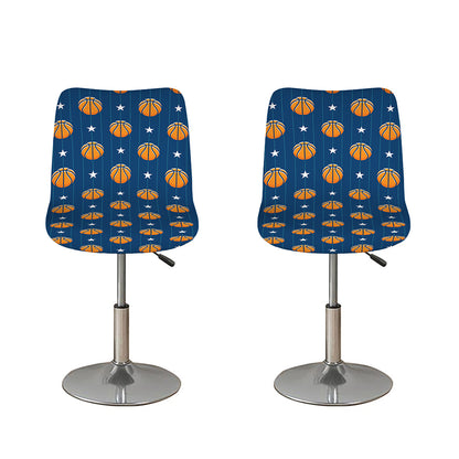 Basketball And Star Pattern Print Bar Stool Covers