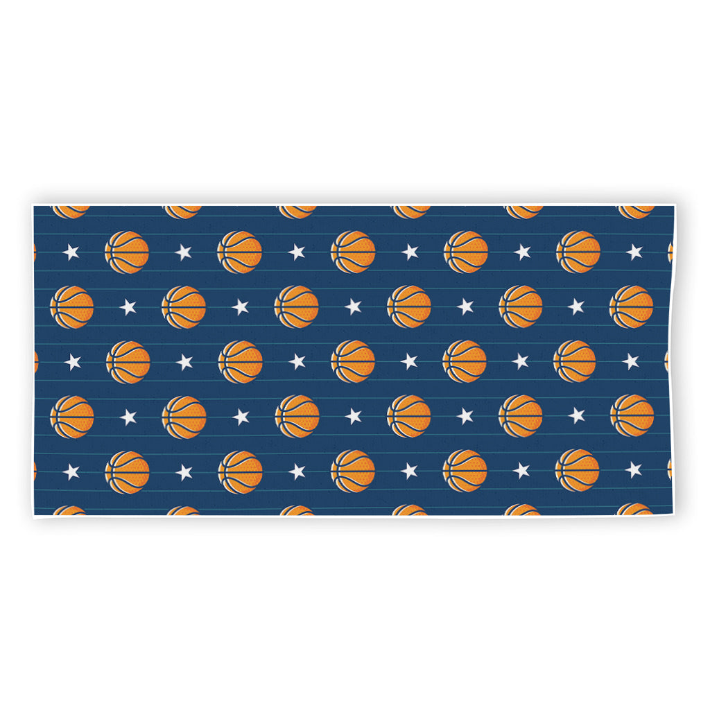 Basketball And Star Pattern Print Beach Towel