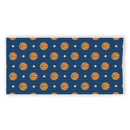 Basketball And Star Pattern Print Beach Towel