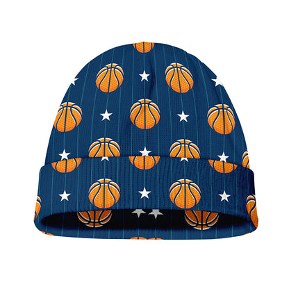 Basketball And Star Pattern Print Beanie
