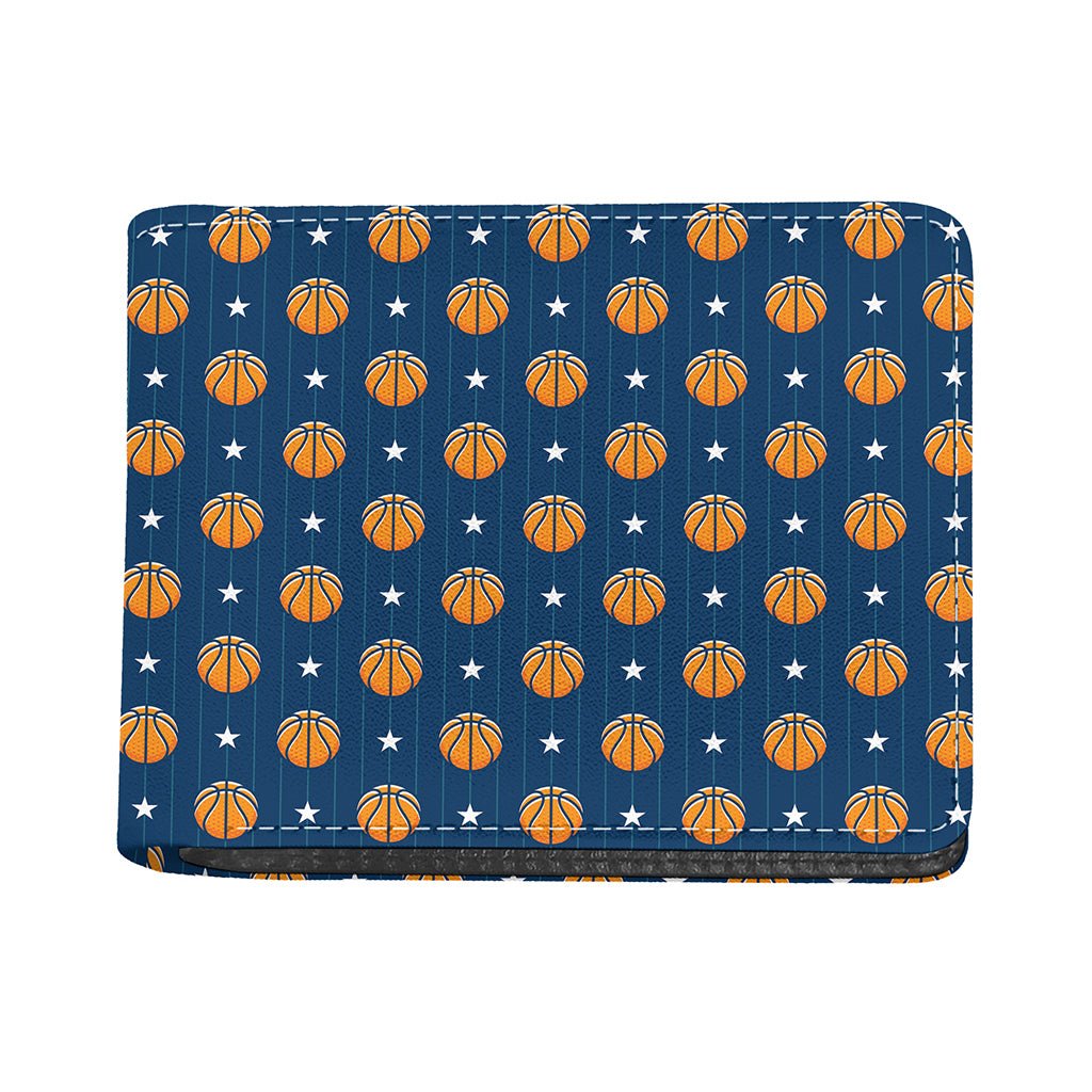 Basketball And Star Pattern Print Bifold Wallet