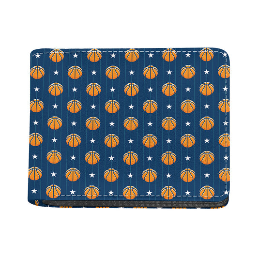 Basketball And Star Pattern Print Bifold Wallet