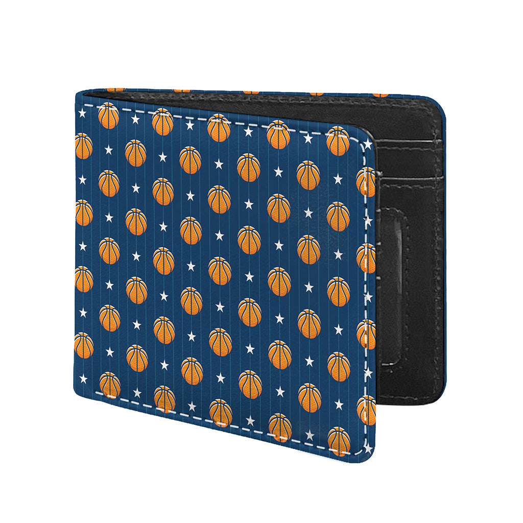 Basketball And Star Pattern Print Bifold Wallet