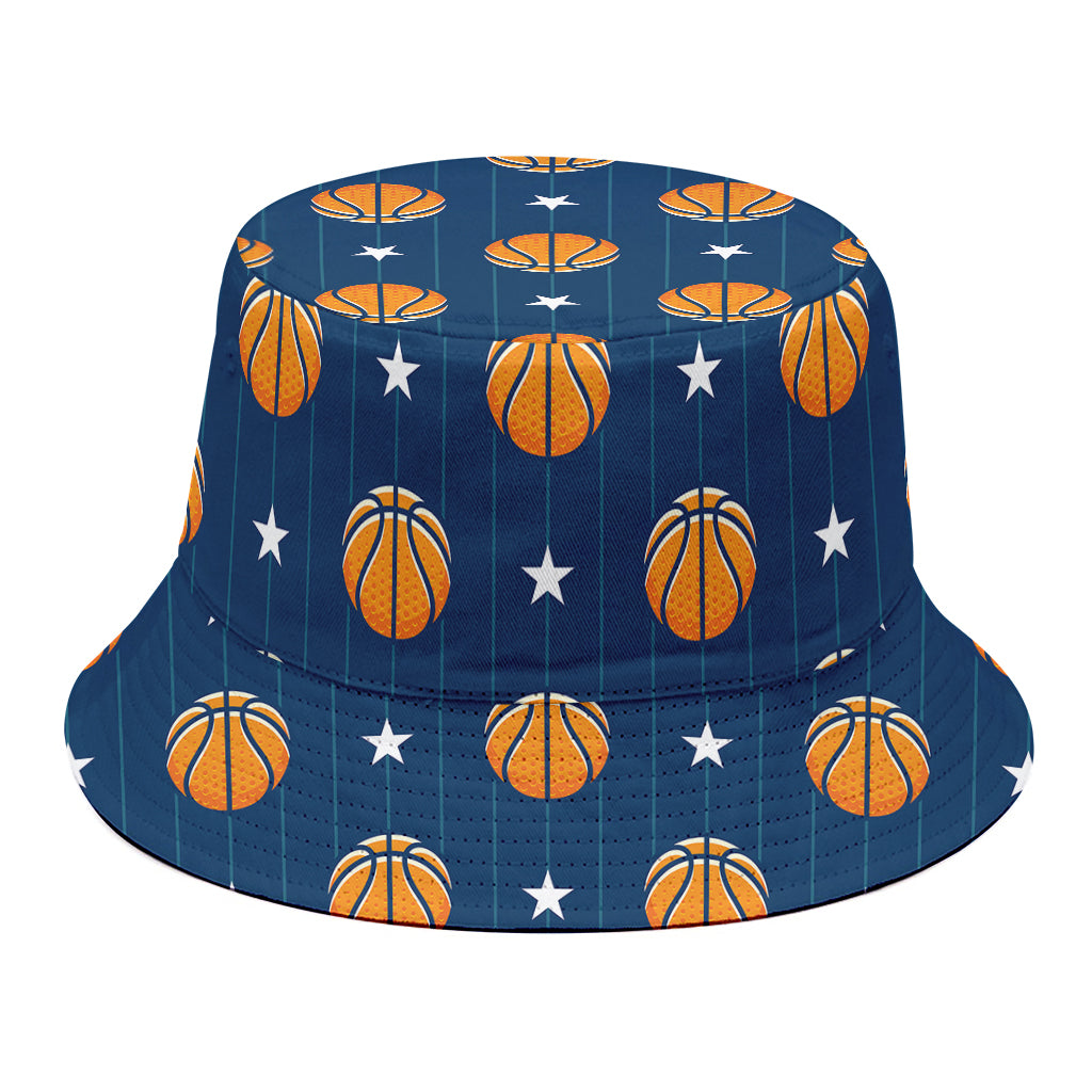 Basketball And Star Pattern Print Bucket Hat