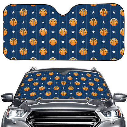 Basketball And Star Pattern Print Car Windshield Sun Shade