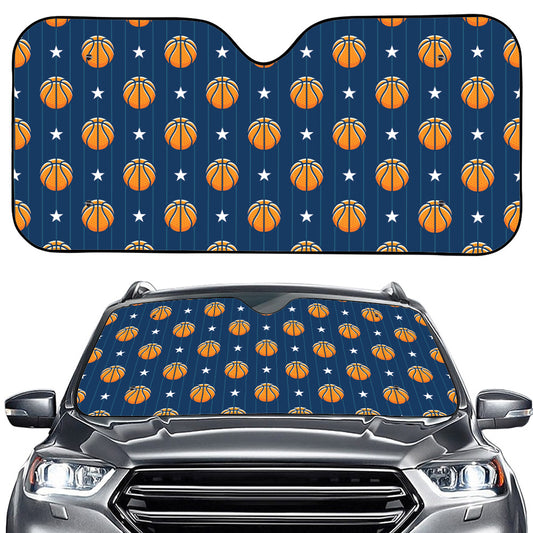 Basketball And Star Pattern Print Car Windshield Sun Shade
