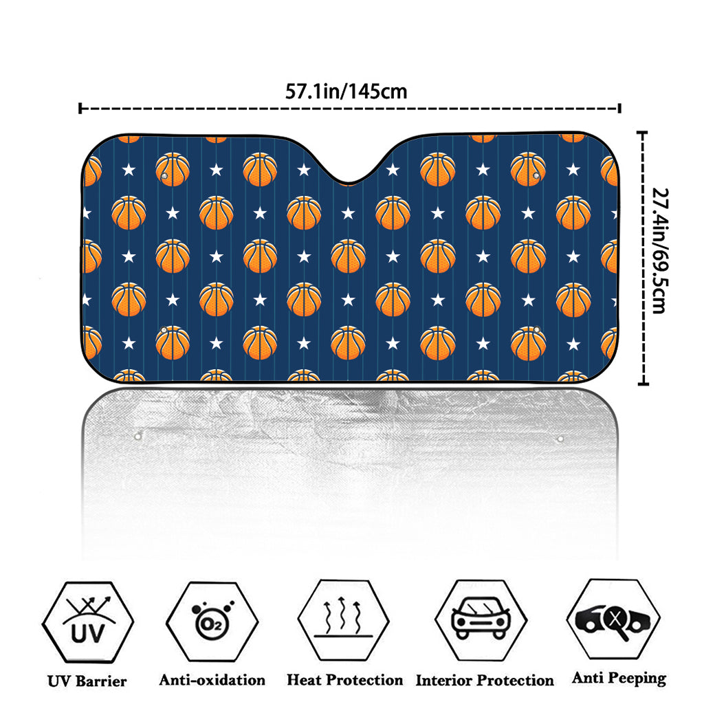 Basketball And Star Pattern Print Car Windshield Sun Shade