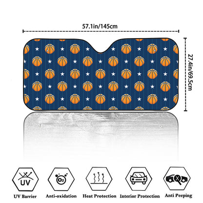 Basketball And Star Pattern Print Car Windshield Sun Shade