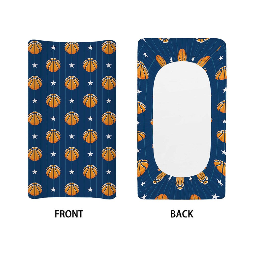 Basketball And Star Pattern Print Changing Pad Cover