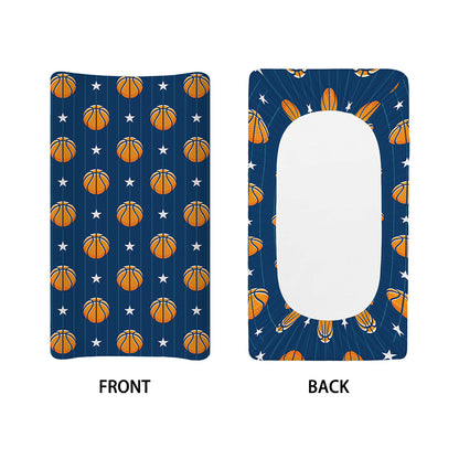 Basketball And Star Pattern Print Changing Pad Cover