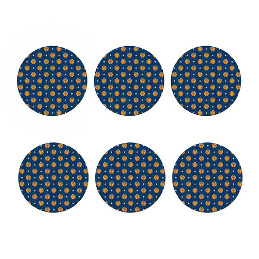 Basketball And Star Pattern Print Coaster Set