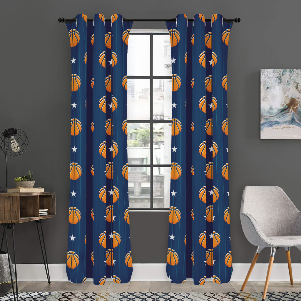 Basketball And Star Pattern Print Curtain