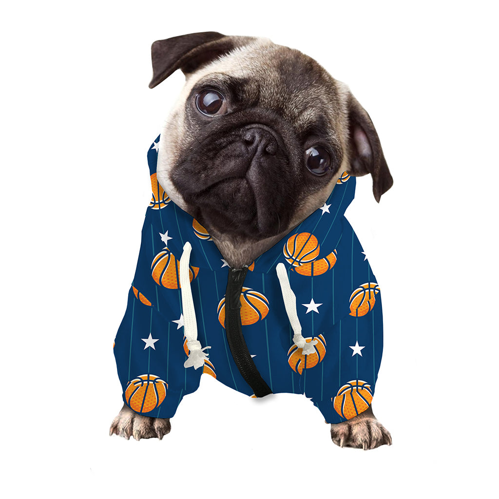 Basketball And Star Pattern Print Dog Zip Up Hoodie