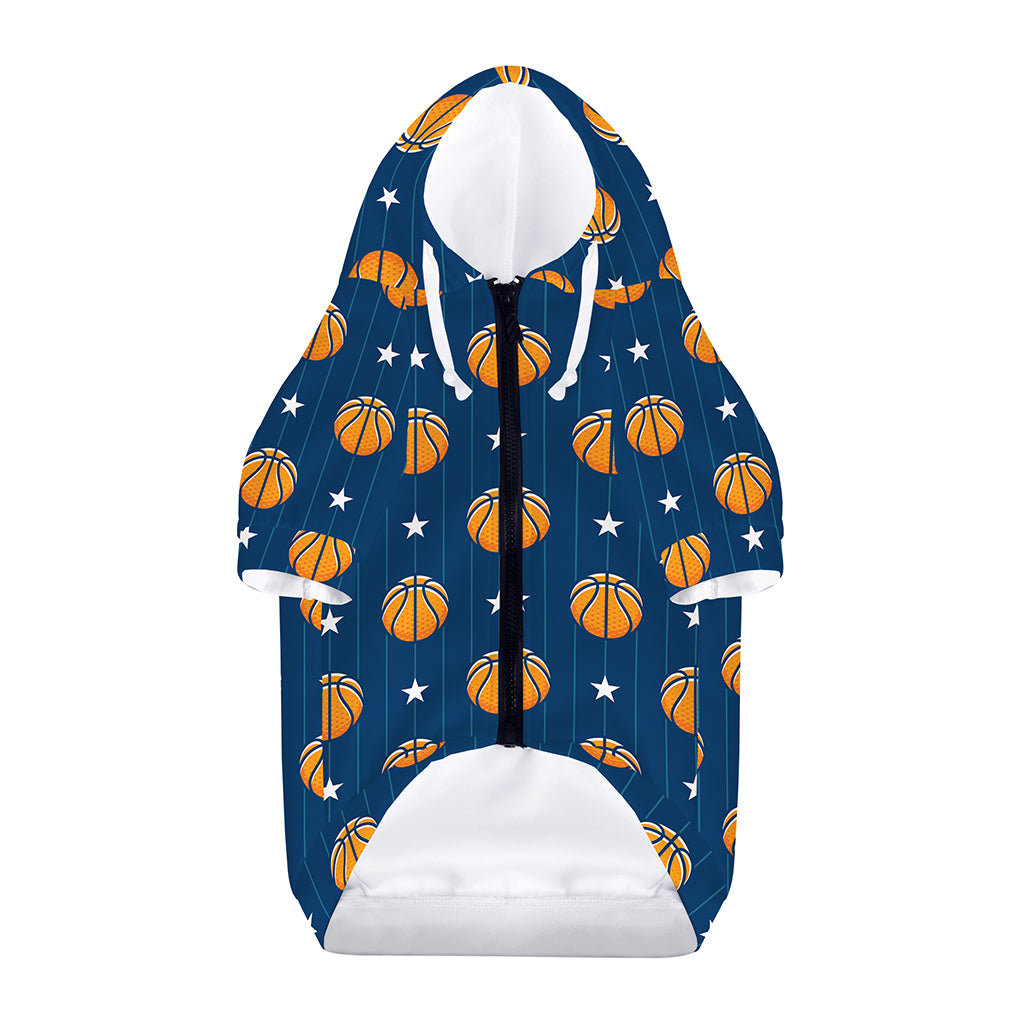 Basketball And Star Pattern Print Dog Zip Up Hoodie
