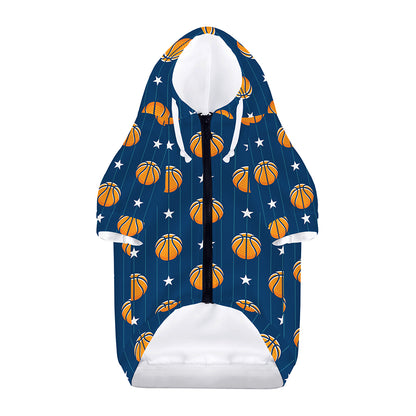 Basketball And Star Pattern Print Dog Zip Up Hoodie