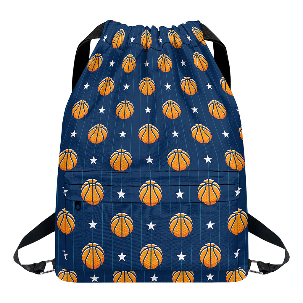 Basketball And Star Pattern Print Drawstring Backpack